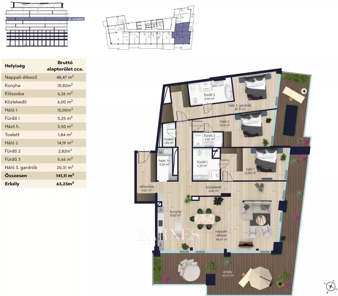 Infinity Residence: eladó 3 hálós luxus, dunai panorámás apartman pazar terasszal a város felett - picture 14