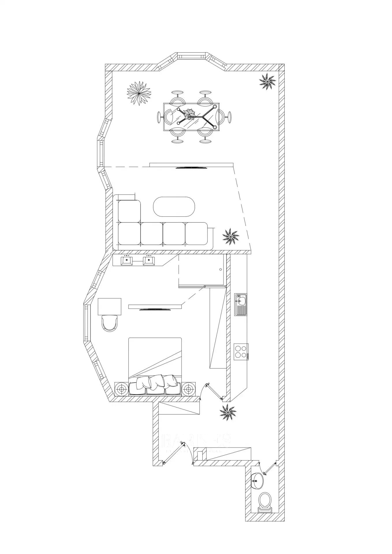 Living room + bedroom, furnished luxury apartment for sale in Váci Street - picture 7